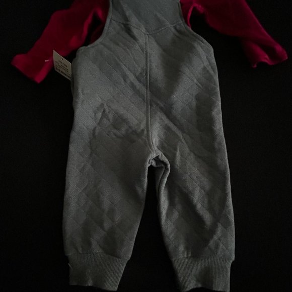 First Impressions Boys Pewter Heather deer Logo 2-pc overalls 6-9 Months - Picture 9 of 9